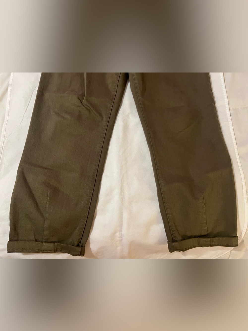 Sezane manu trousers olive green straight leg cropped pants size 38 or 6 USA - Picture 7 of 14